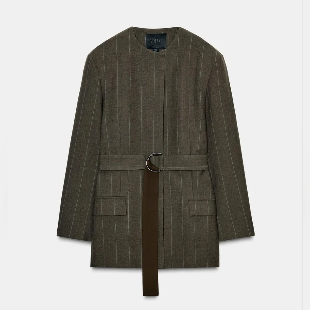 Zara WOOL BLEND BELTED BLAZER SIZE XS - Picture 8 of 16